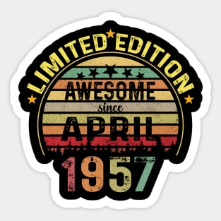 Vintage Born in April 1957 67 Years Old 67th Birthday Gift Men Women Sticker